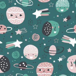 Papier Peint Pour Les Enfants Planètes Étoiles Et Astéroïdes – Image 1
