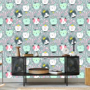 Papier Peint Pour Les Enfants - Chats Colorés Rêveurs – Image 5
