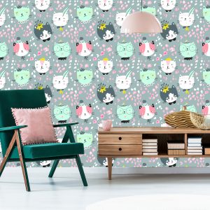 Papier Peint Pour Les Enfants - Chats Colorés Rêveurs – Image 6