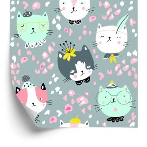 Papier Peint Pour Les Enfants - Chats Colorés Rêveurs – Image 2
