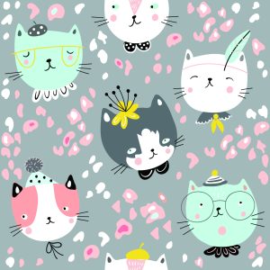 Papier Peint Pour Les Enfants - Chats Colorés Rêveurs – Image 1