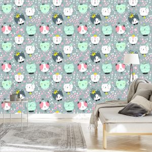 Papier Peint Pour Les Enfants - Chats Colorés Rêveurs – Image 3