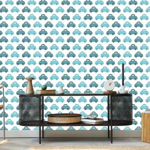 Papier Peint Pour Les Enfants - Voitures Bleues – Image 5