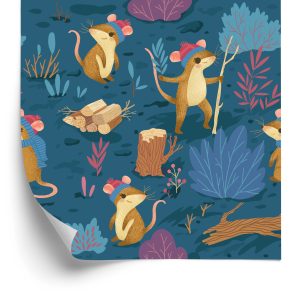 Papier Peint Pour Les Enfants - Souris Heureuses Dans La Forêt – Image 2