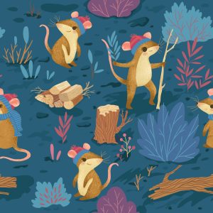 Papier Peint Pour Les Enfants - Souris Heureuses Dans La Forêt – Image 1