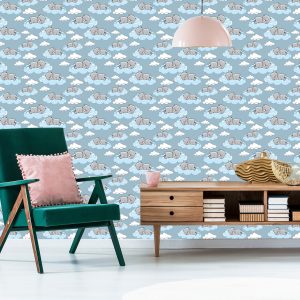 Papier Peint Pour Les Enfants - Ours En Peluche Dormant Parmi Les Nuages – Image 6