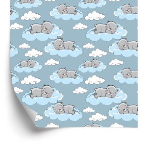 Papier Peint Pour Les Enfants - Ours En Peluche Dormant Parmi Les Nuages – Image 2