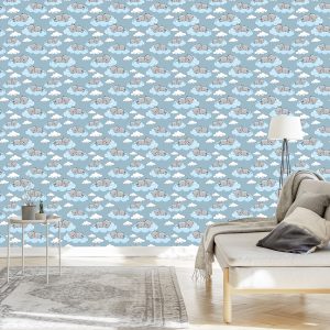 Papier Peint Pour Les Enfants - Ours En Peluche Dormant Parmi Les Nuages – Image 3