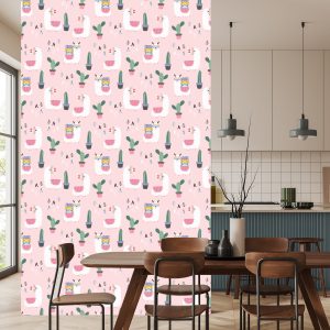 Papier Peint Pour Les Enfants - Lamas Avec Valises Colorées Et Verres – Image 4