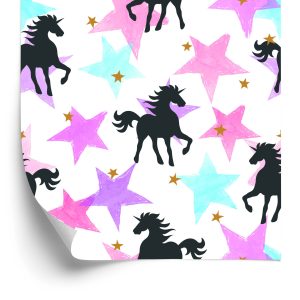 Papier Peint Pour Les Enfants - Licornes Et Étoiles Colorées – Image 2