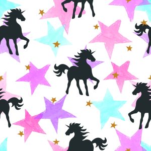 Papier Peint Pour Les Enfants - Licornes Et Étoiles Colorées – Image 1