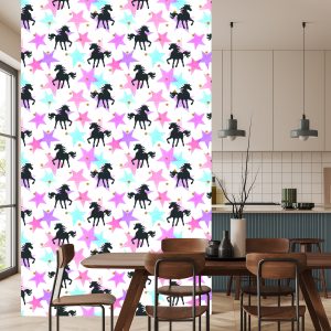 Papier Peint Pour Les Enfants - Licornes Et Étoiles Colorées – Image 4
