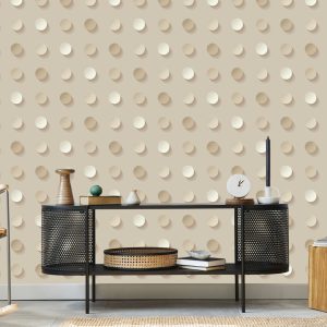 Papier Peint Pois Dans Les Tons De Beige - Effet 3D – Image 5