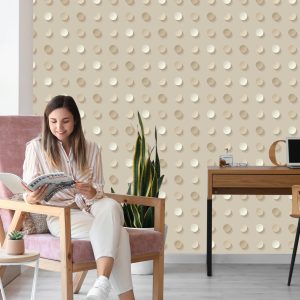 Papier Peint Pois Dans Les Tons De Beige - Effet 3D – Image 7