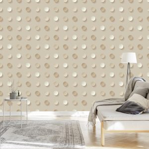 Papier Peint Pois Dans Les Tons De Beige - Effet 3D – Image 3