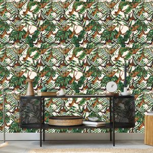 Papier Peint Singes Parmi Les Feuilles Tropicales – Image 5