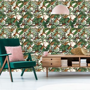 Papier Peint Singes Parmi Les Feuilles Tropicales – Image 6