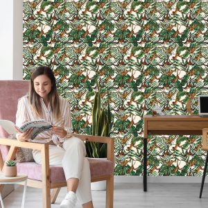 Papier Peint Singes Parmi Les Feuilles Tropicales – Image 7