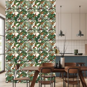 Papier Peint Singes Parmi Les Feuilles Tropicales – Image 4