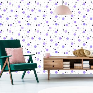 Papier Peint Pour Les Enfants - Pois Violets Peints À L'aquarelle – Image 6