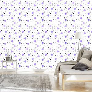 Papier Peint Pour Les Enfants - Pois Violets Peints À L'aquarelle – Image 3