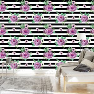 Papier Peint Belles Roses, Anémones Et Feuilles – Image 3