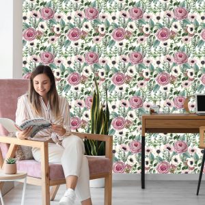 Papier Peint Roses, Anémones Et Feuilles D'eucalyptus – Image 7