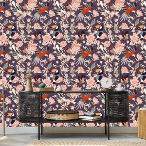 Papier Peint Belles Plantes Et Oiseaux – Image 5