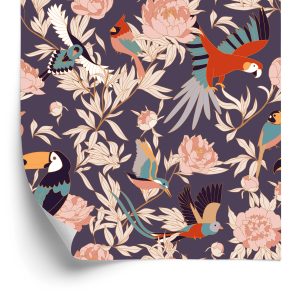 Papier Peint Belles Plantes Et Oiseaux – Image 2