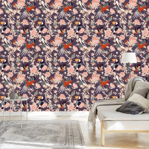 Papier Peint Belles Plantes Et Oiseaux – Image 3