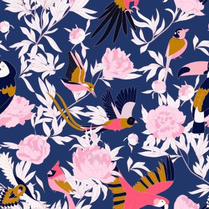 Papier Peint Belles Plantes Et Oiseaux – Image 1