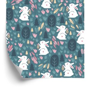 Papier Peint Pour Les Enfants - Lapins Blancs Dans La Forêt – Image 2