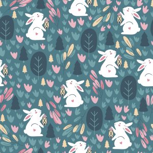 Papier Peint Pour Les Enfants - Lapins Blancs Dans La Forêt – Image 1
