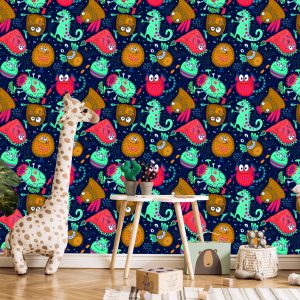 Papier Peint Pour Les Enfants - Monstres Et Extraterrestres Amusants – Image 5