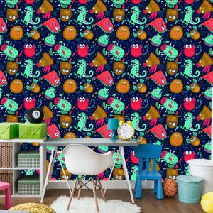 Papier Peint Pour Les Enfants - Monstres Et Extraterrestres Amusants – Image 4