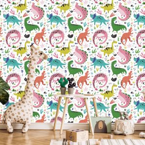 Papier Peint Pour Les Enfants - Dinosaures Colorés – Image 5