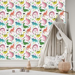 Papier Peint Pour Les Enfants - Dinosaures Colorés – Image 3