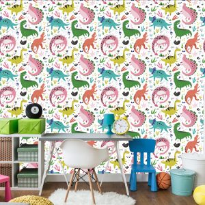 Papier Peint Pour Les Enfants - Dinosaures Colorés – Image 4