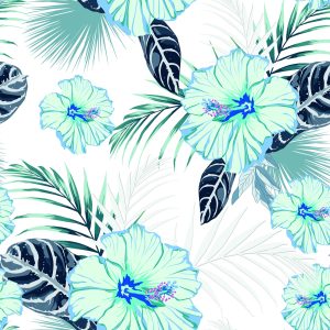 Papier Peint Fleurs Et Feuilles D'hibiscus – Image 1
