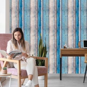 Papier Peint Planches De Bois Bleues – Image 7