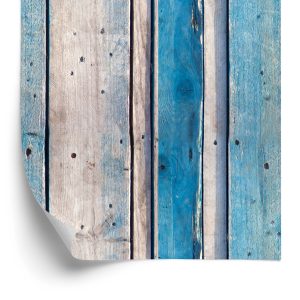 Papier Peint Planches De Bois Bleues – Image 2