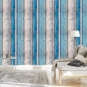 Papier Peint Planches De Bois Bleues – Image 3