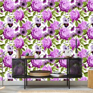 Papier Peint Pensées, Gloire Du Matin Et Pivoines – Image 5