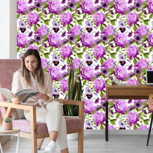 Papier Peint Pensées, Gloire Du Matin Et Pivoines – Image 7