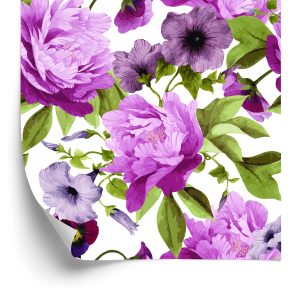 Papier Peint Pensées, Gloire Du Matin Et Pivoines – Image 2