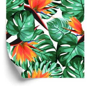 Papier Peint Feuilles Et Fleurs Tropicales – Image 2