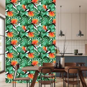 Papier Peint Feuilles Et Fleurs Tropicales – Image 4