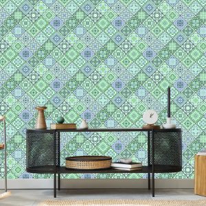 Papier Peint Mosaïque Abstraite Dans Les Tons De Vert – Image 5