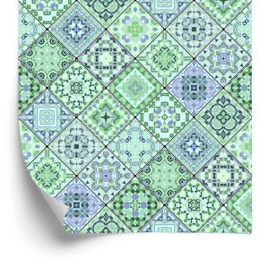 Papier Peint Mosaïque Abstraite Dans Les Tons De Vert – Image 2