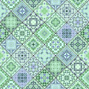 Papier Peint Mosaïque Abstraite Dans Les Tons De Vert – Image 1